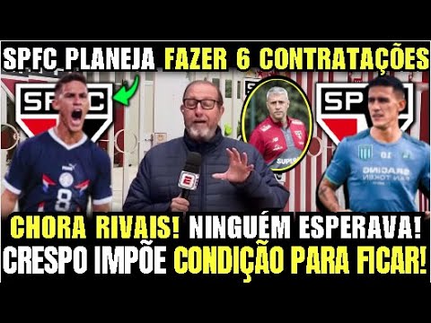 ACONTECEU AGORA! SÃO PAULO PLANEJA 6 REFORÇOS! CRESPO COLOCA CONDIÇÃO PARA NÃO RESCINDIR CONTRATO