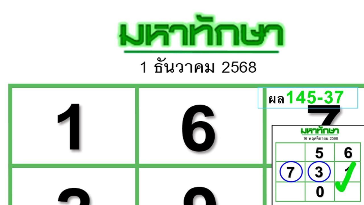 หวยมหาทักษา 01/12/68 แนวทางรัฐบาล 2-3 ตัวแม่นๆ