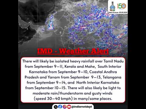 IMD - Weather Alert (09th –15th September 2025)