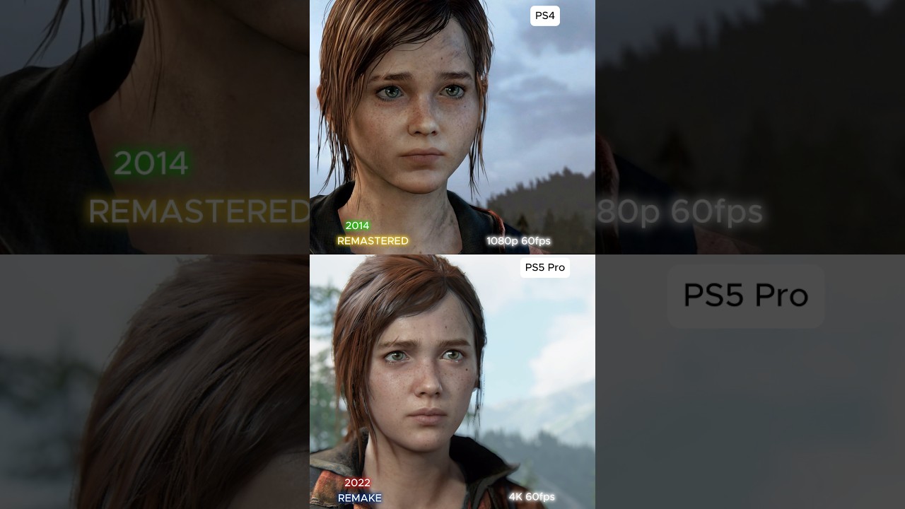 THE LAST OF US 1 Remastered PS5 PRO VS PS4 Graphics Comparison #thelastofus #ps5pro #shorts