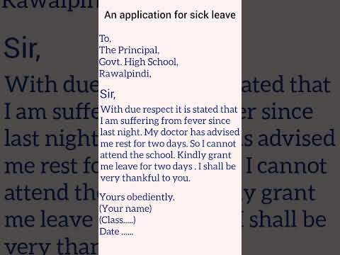 An Application for sick leave In English #youtubeshorts #shorts