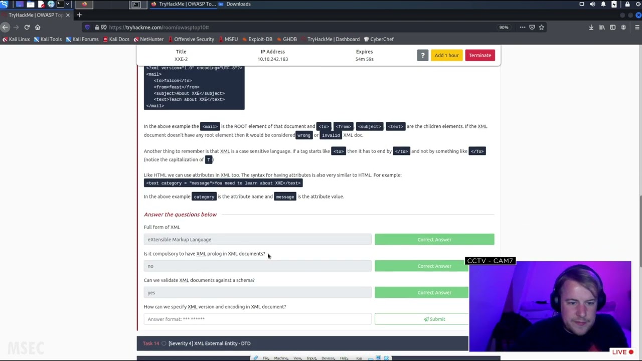 THM: OWASP Top 10 - XML External Entity (Severity 4)