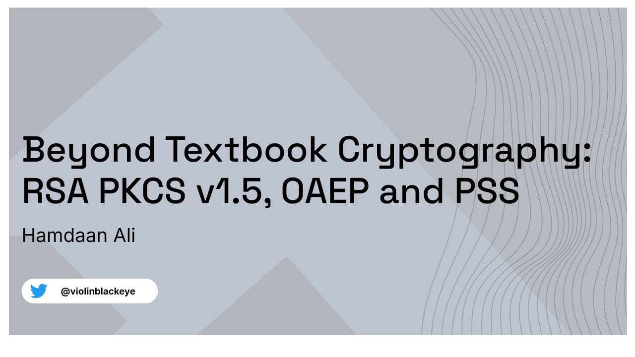 Cryptography Beyond Textbooks: RSA, OAEP & PSS
