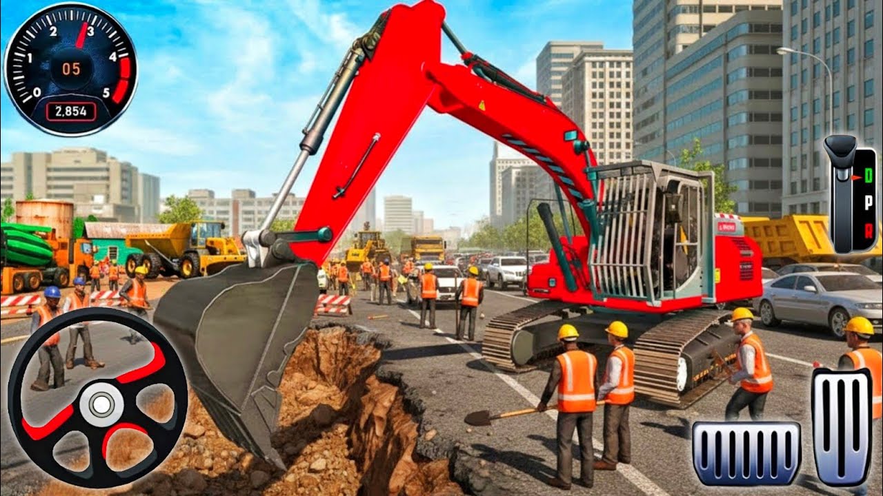 Road Builder JCB 3D: City Highway Excavator 🚧
