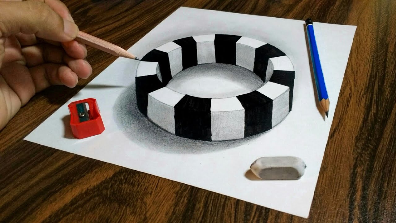 Learn 3D Trick Art: Realistic Paper Ring 🎨