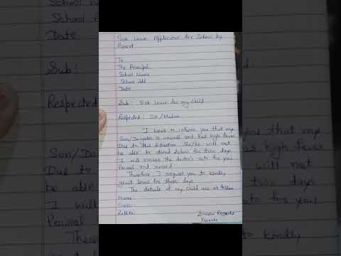 Sick leave Application for school by parents
