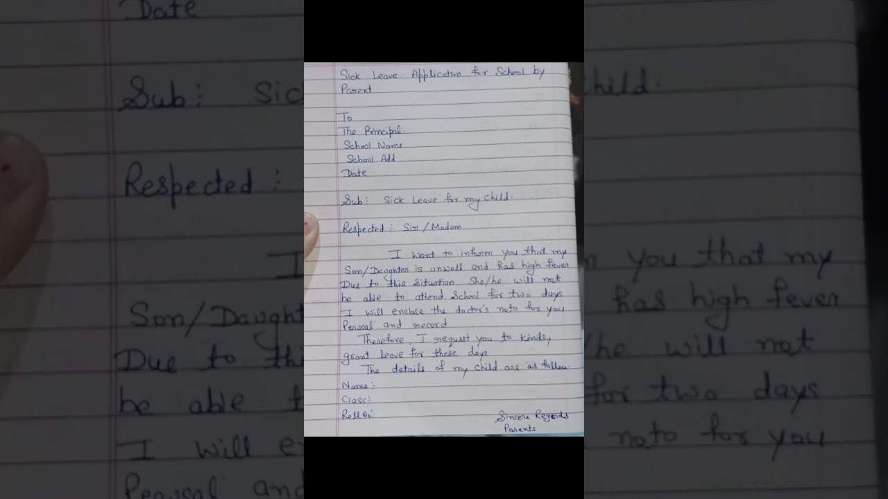 School Sick Leave Application by Parents