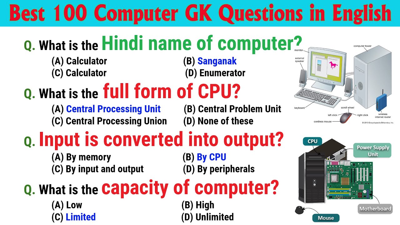 100 Basic Computer GK Questions in English 💻
