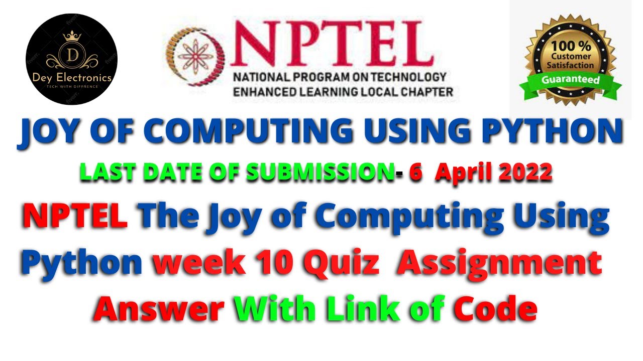 NPTEL Python Week 9 & 10 Quiz Answers with Proof