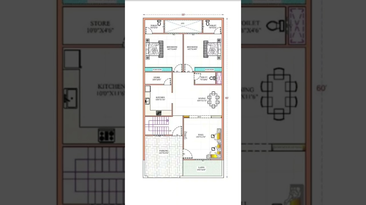 30x60 House Plan 🏡