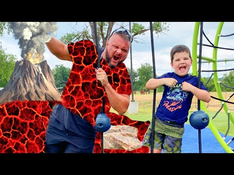 EScAPE the LAVA MONSTER! The Floor is LAVA Challenge with Mom & DAD at the PARK Playground FOR KiDS!