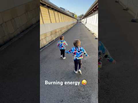 Burning energy and playing tag with the twins #twins #cute #dad #running #japan #family #vacation