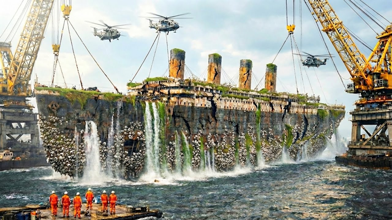 Giant Machines Tow Long-Lost Titanic 🚢