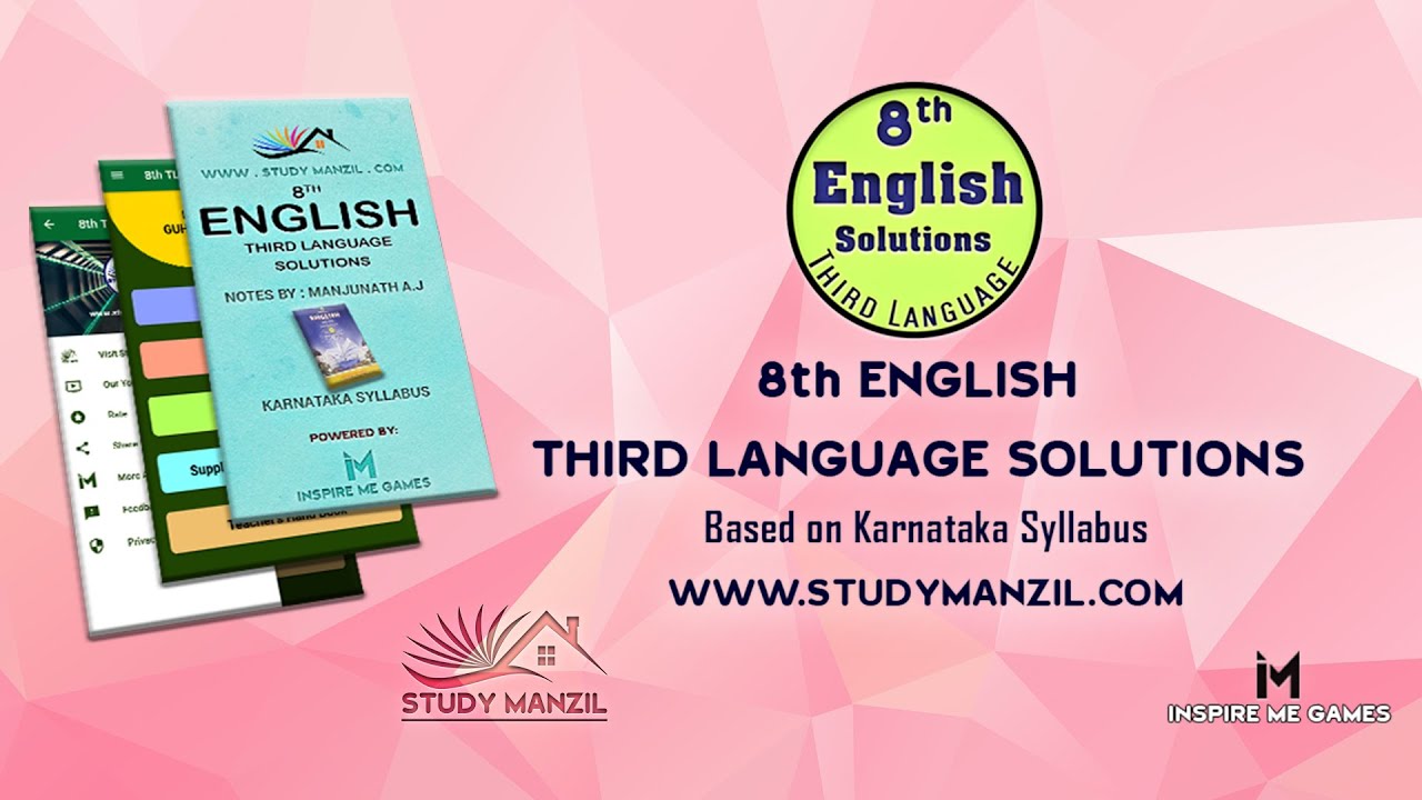 8th English Solutions Third Language Karnataka Syllabus | Notes by Mr. Manjunatha A.J sir