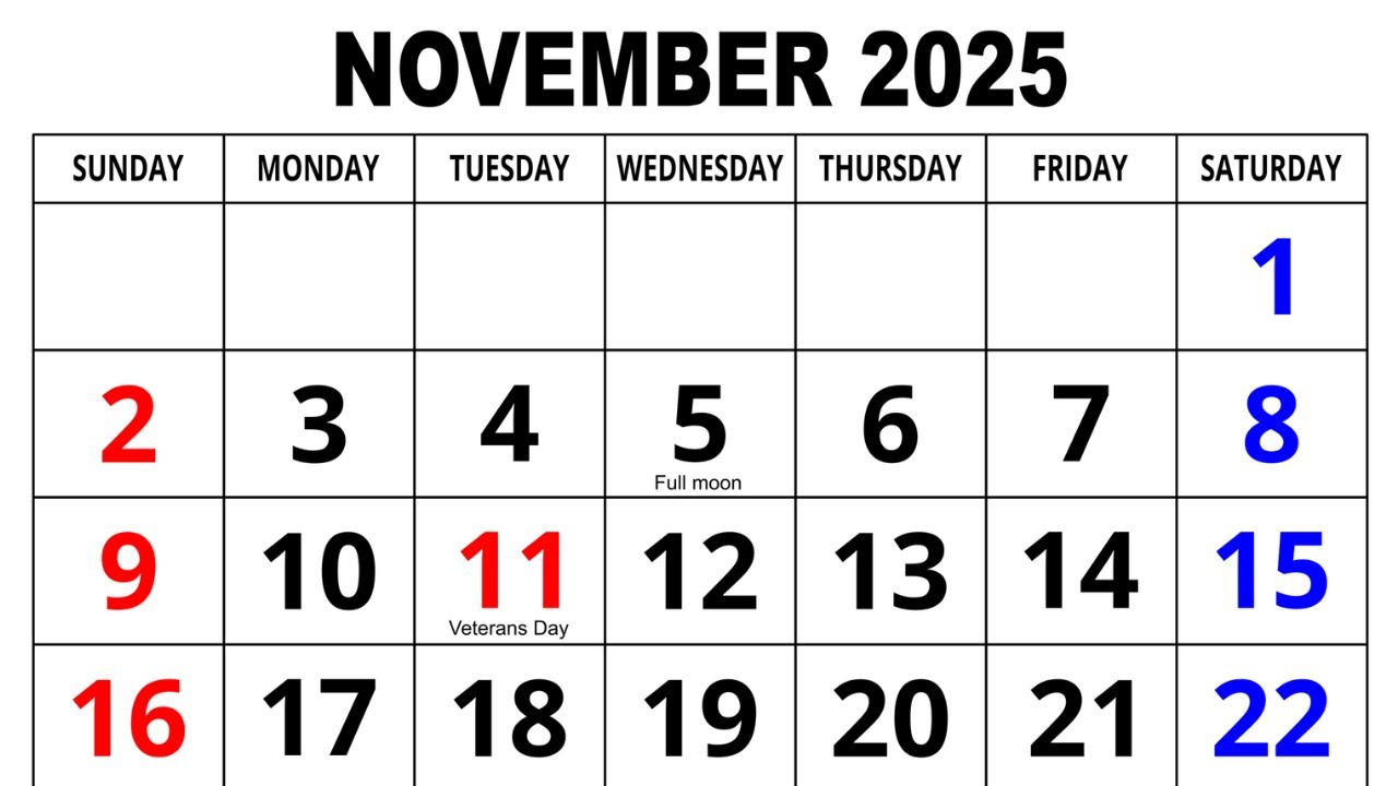 November 2025 Calendar with Holidays & Festivals π