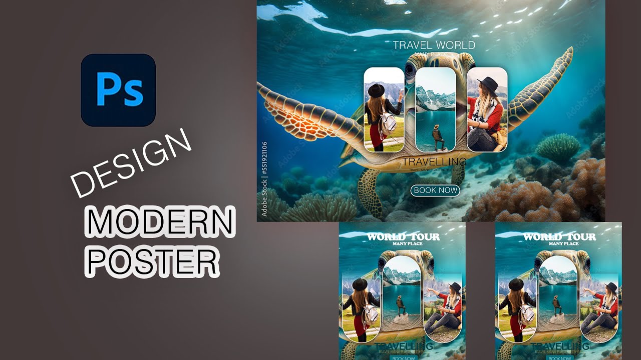 Modern Travel Poster Design in Photoshop ๐ฎ๐ณ