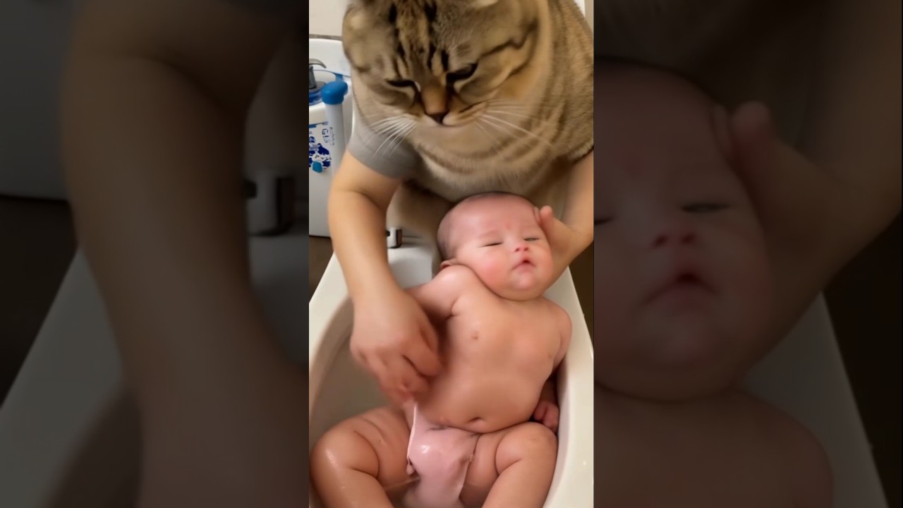 Mother Cat Cleans Her Kitten 🐾