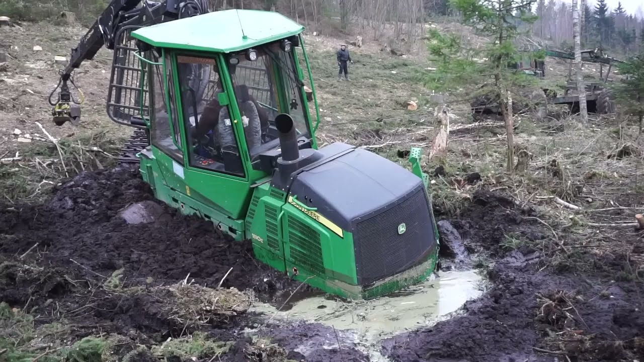 John Deere Tractor Trapped in Deep Mud π