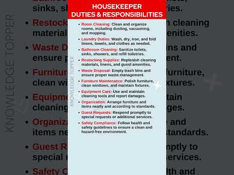 Housekeeping Duties and Responsibilities | Housekeeper Duties and Responsibilities