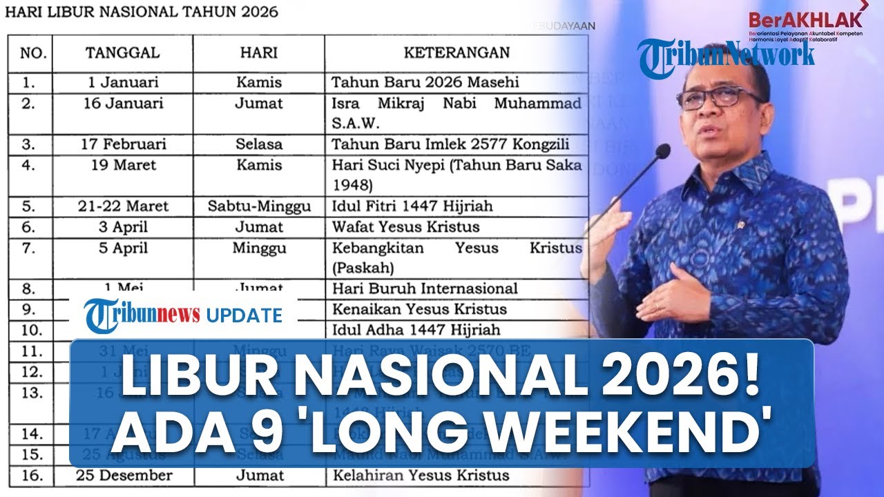 Pengumuman Resmi: 17 Hari Libur Nasional dan 8 Cuti Bersama Tahun 2026, Terdapat 9 Long Weekend