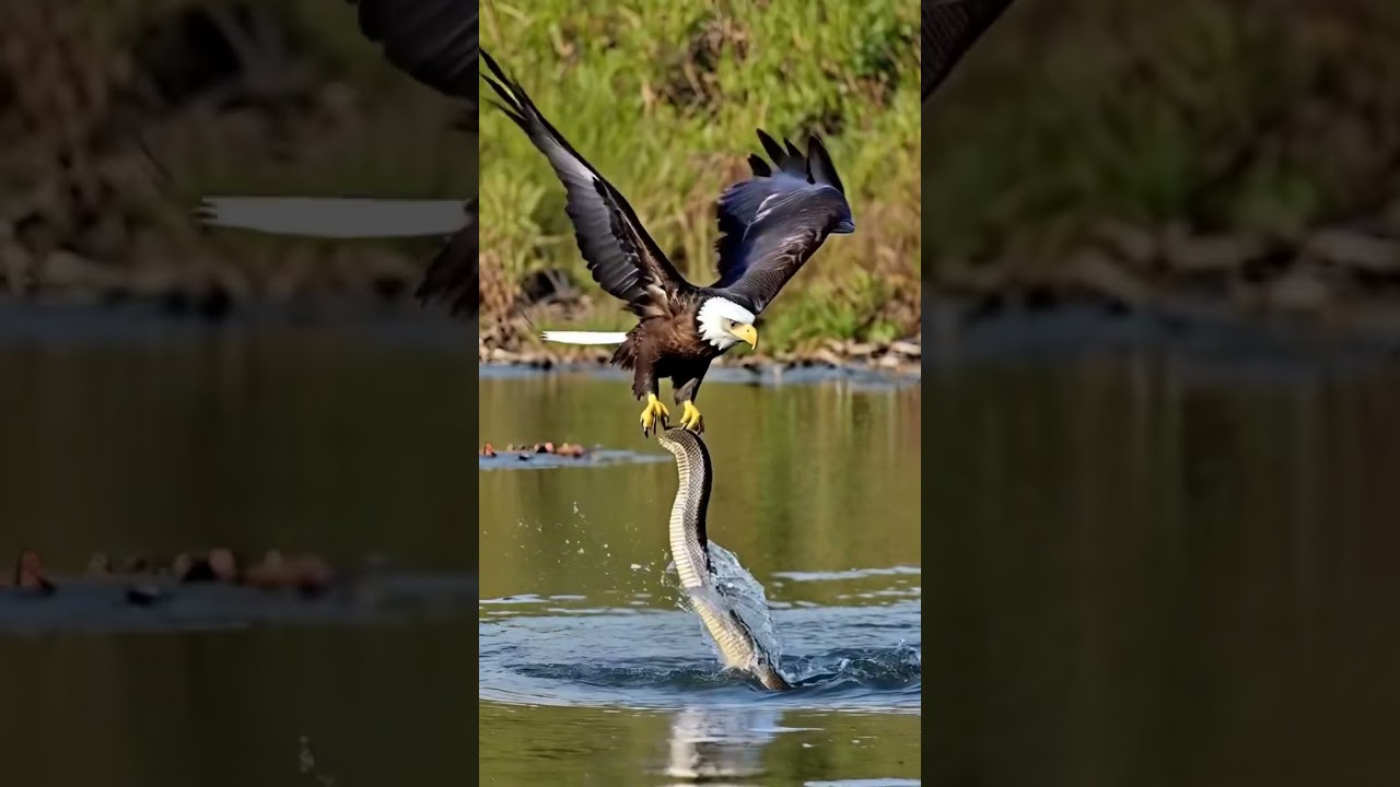 Epic Battle: Eagle vs. Snake in the Water 🦅🐍