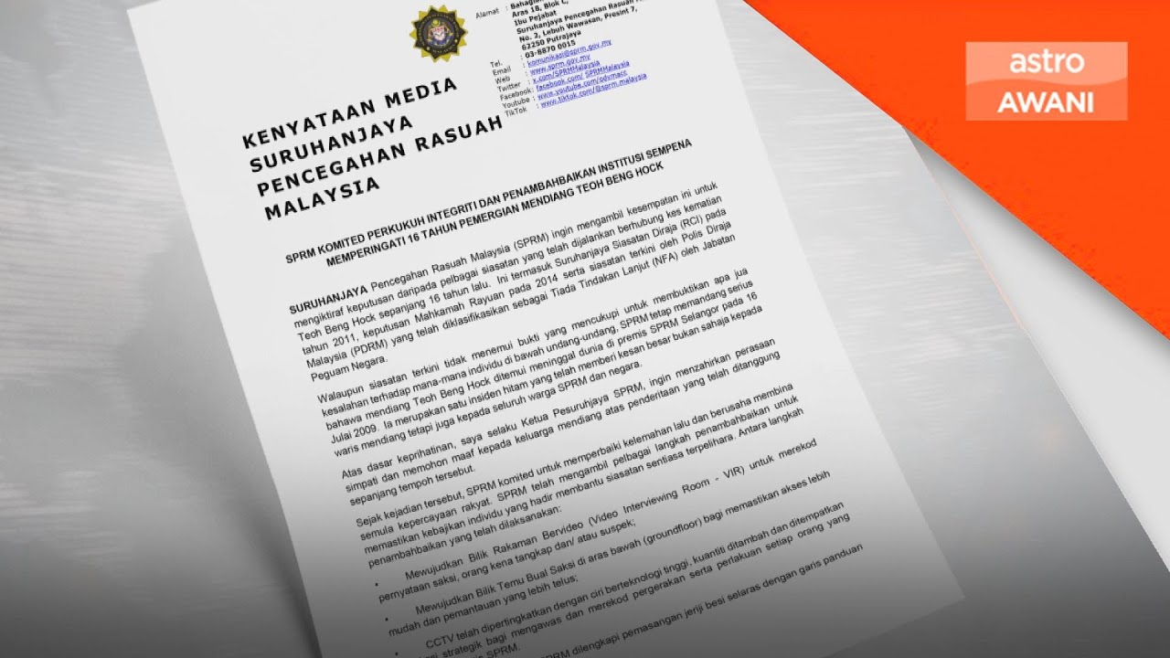 SPRM Mohon Maaf kepada Keluarga Teoh Beng Hock di Ulang Tahun Ke-16 🕯️