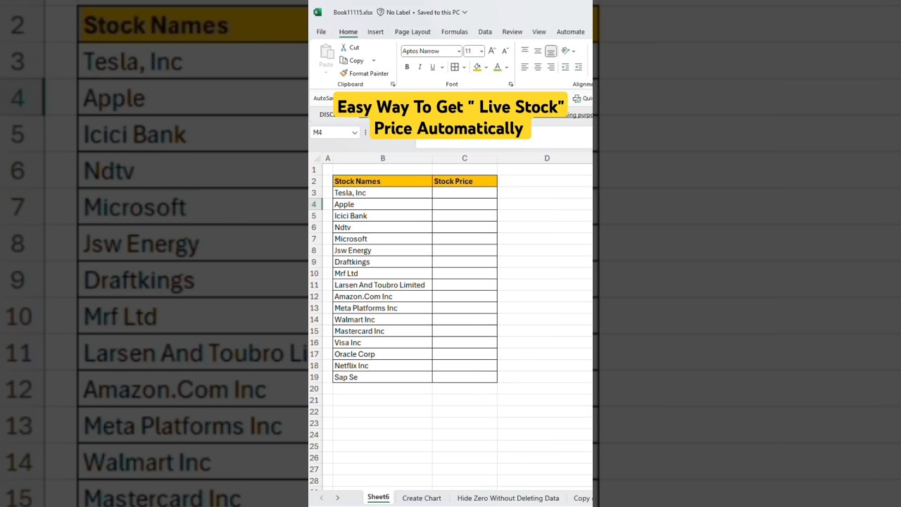 Auto Update Live Stock Prices in Excel π