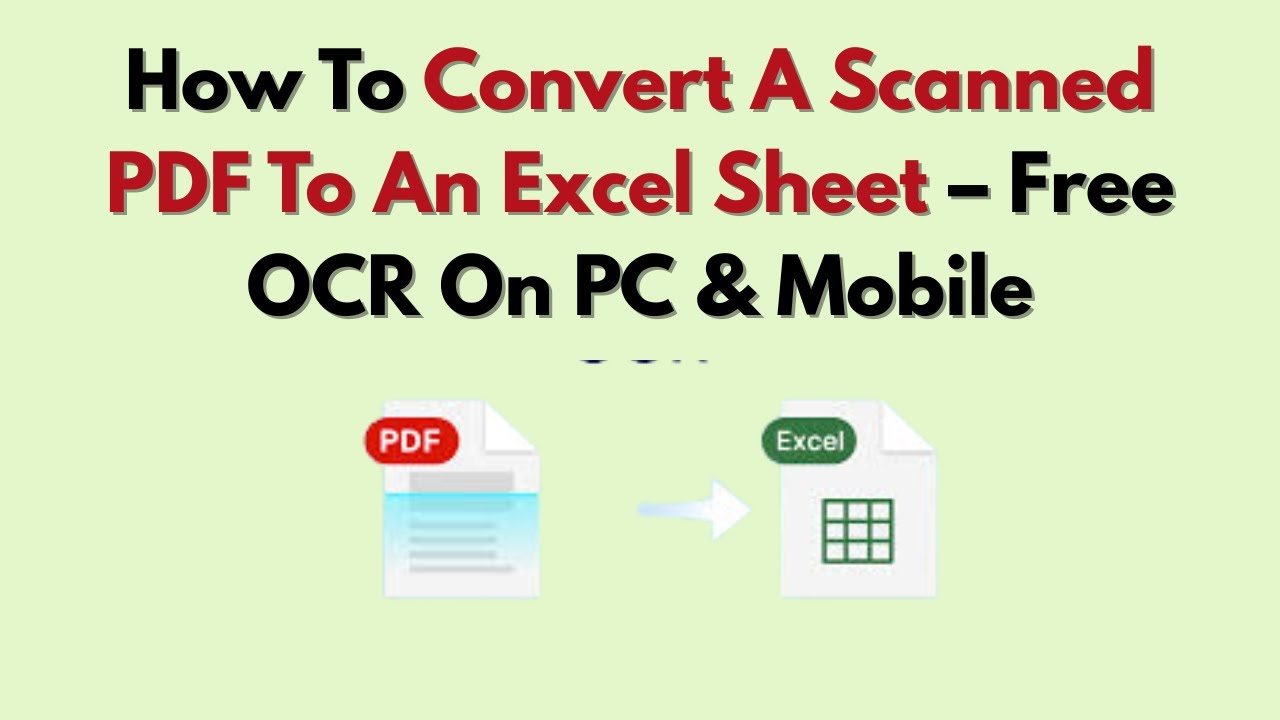 Convert Scanned PDFs to Excel for Free π