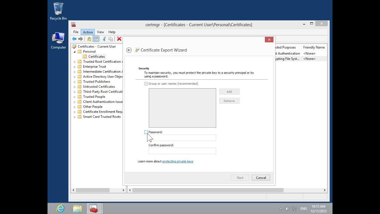 Backup EFS Certificate in Windows 8.0 Pro 🔒