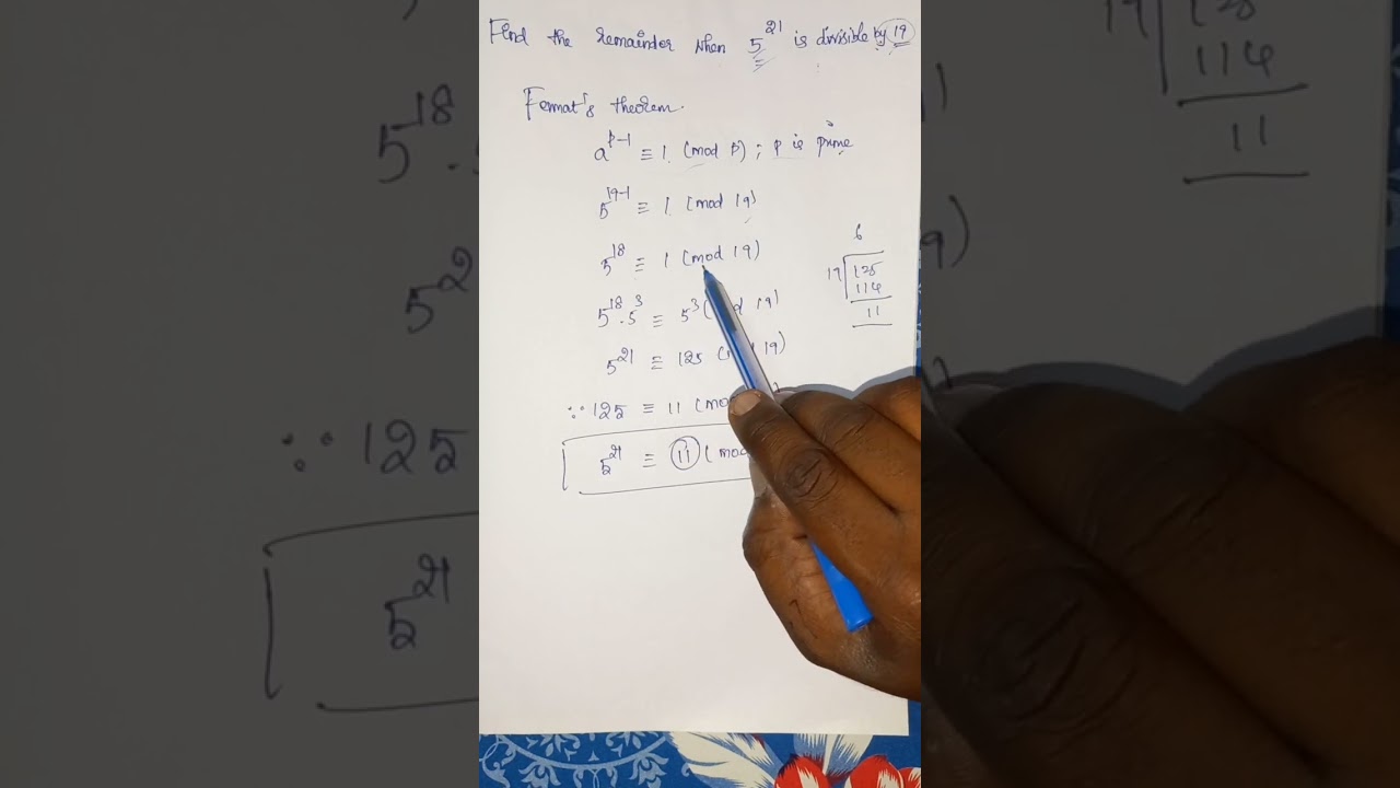 Mastering Fermat's Theorem: Application Problem & Remainder Calculation in Algebra 🔢