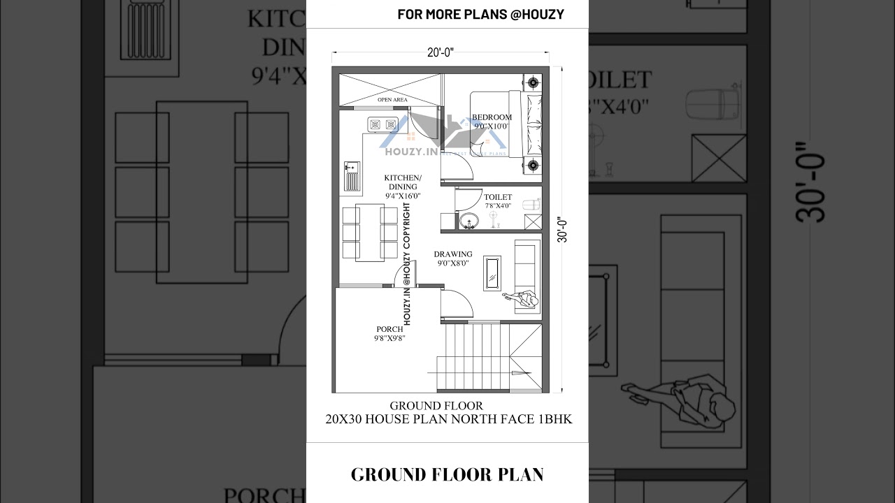 1bhk 20x30 north facing house plan #houzy #housedesign #interiordesign #20x30houseplan #viral #20x30