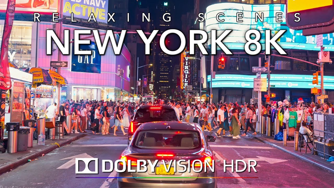 Driving Relaxing New York City at Night 8K Dolby Vision HDR