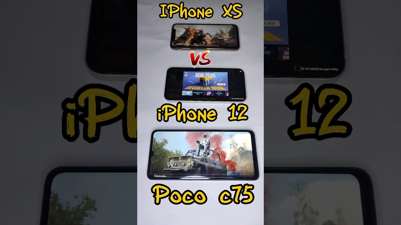 iPhone 12 vs XS vs Poco C75 BGMI Test 💥