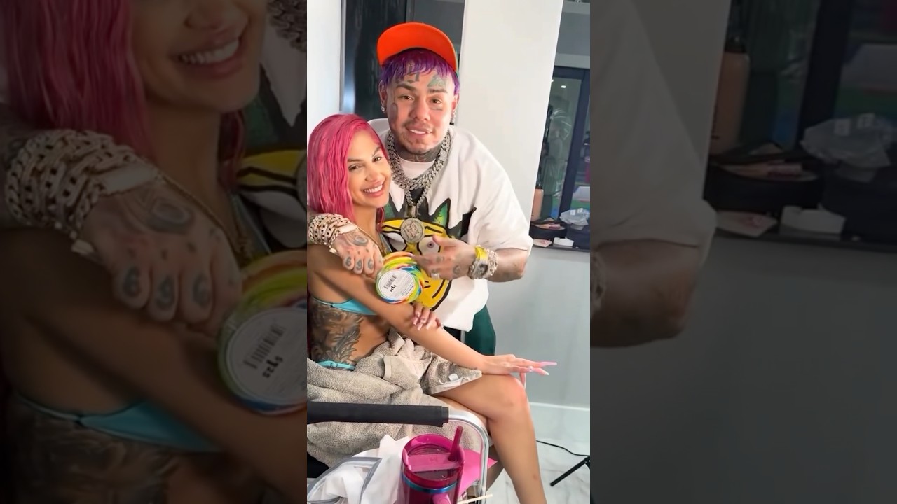 6ix9ine with His Girlfriend During Music Video Preparations
