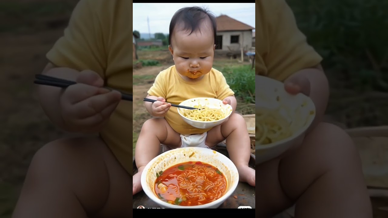 চায়না বাচ্চাটি নিজে নিজে খাবার খাচ্ছে 🍽️