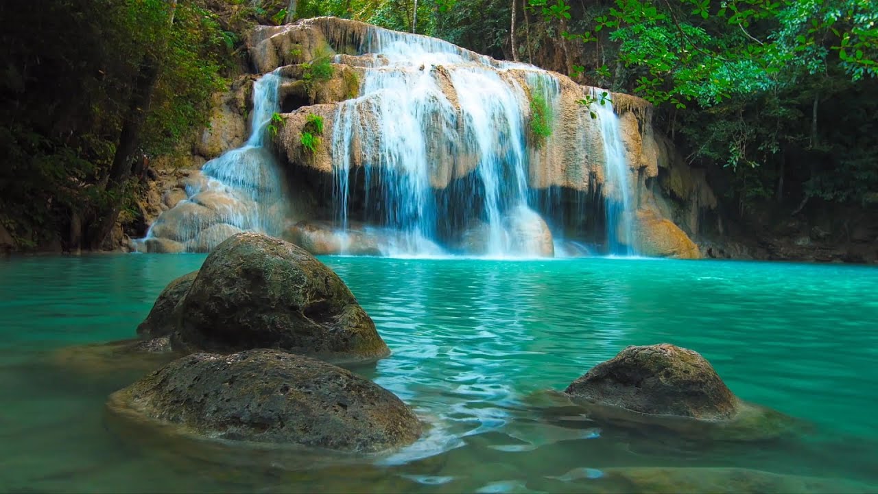 Relaxing Waterfall & Music for Headache & Stress Relief 🌊