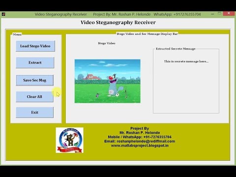 Matlab Code for Video Steganography Final Year Engineering Project