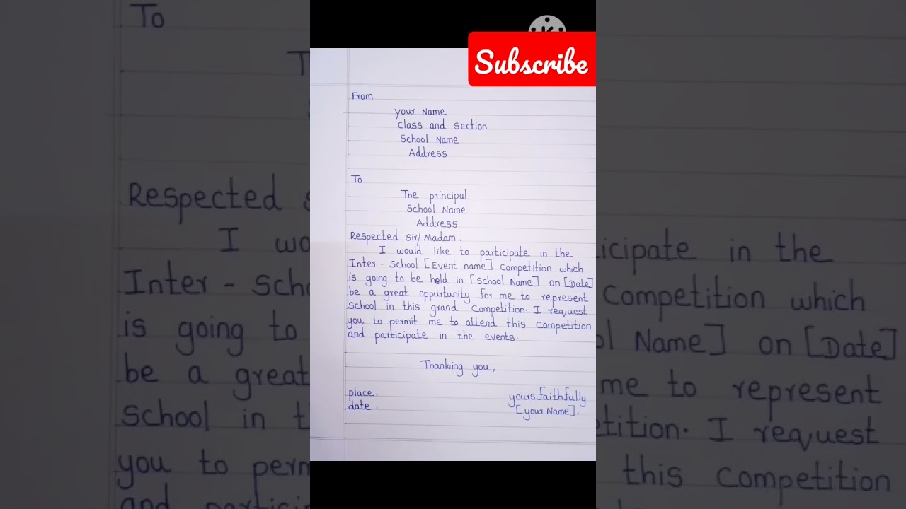 Permission Letter for Inter School Competition ✍️