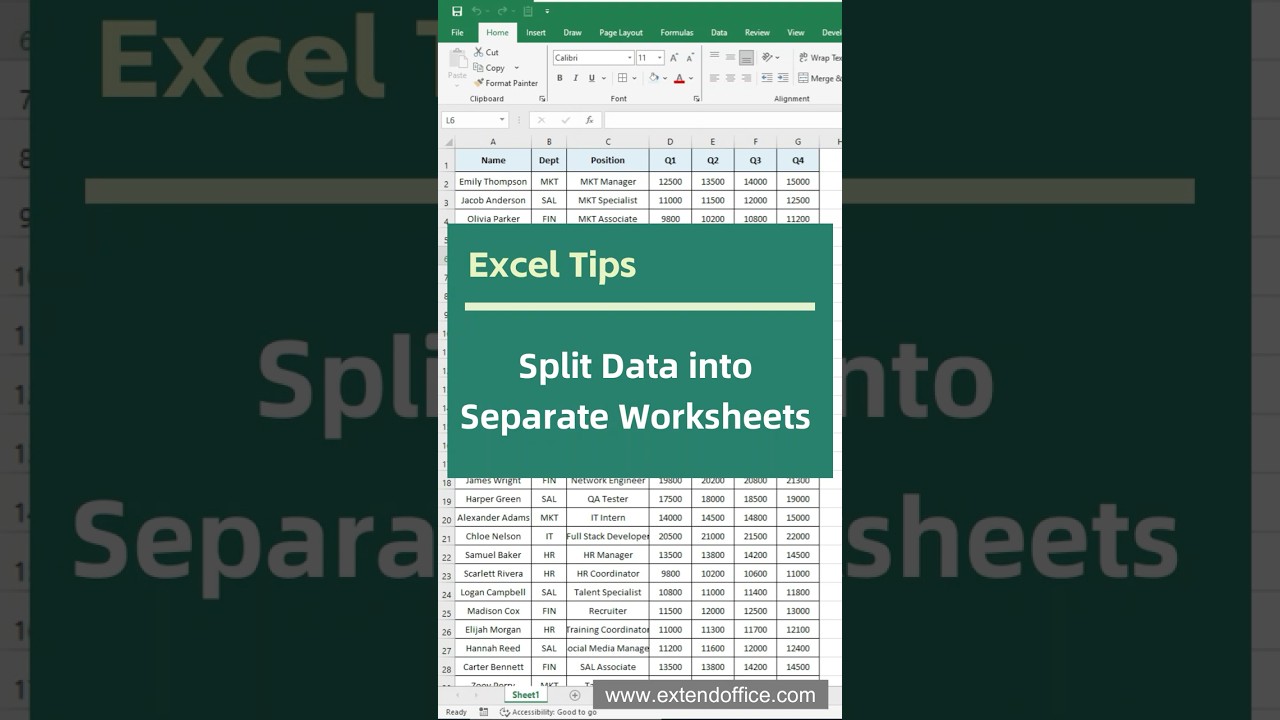 Excel Tips - Split Data into Separate Worksheets #excel #exceltips