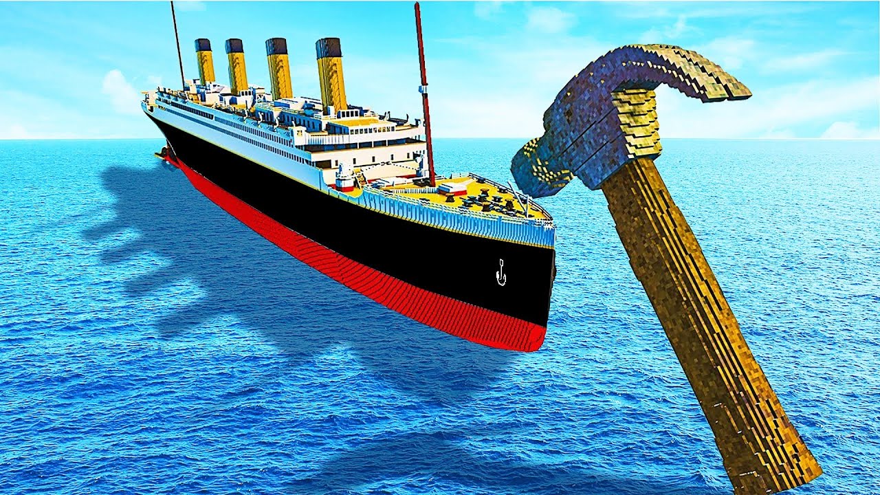 Epic Showdown: Titanic vs. Giant Spinning Hammer โ Teardown Challenge ๐ข๐จ