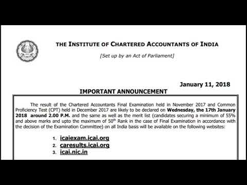 ICAI Results for CA Final November 2017