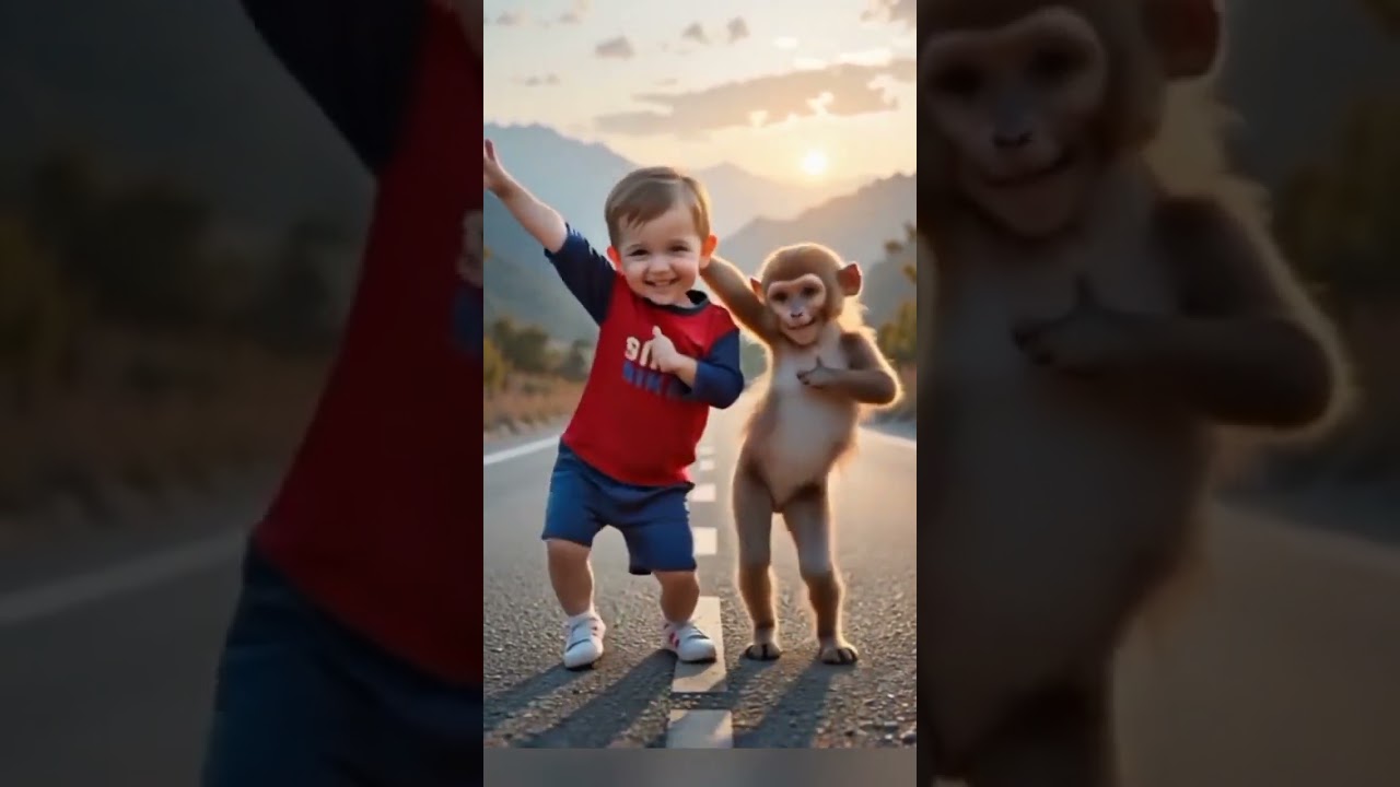 Anak dan Monyet Tampil Lucu Menari 🤣