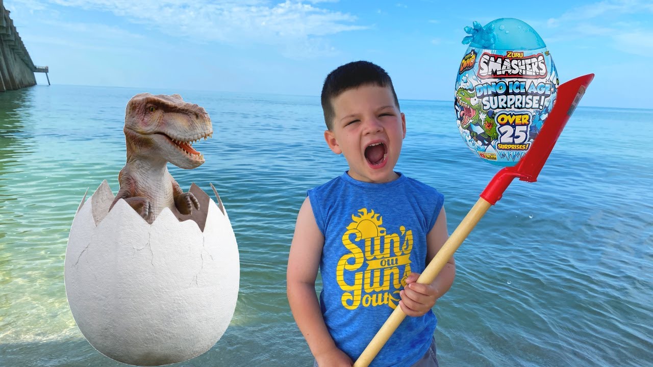 Giant Dinosaur Egg Found on the Beach! Caleb & Mommy's Exciting Surprise Hunt 🦖