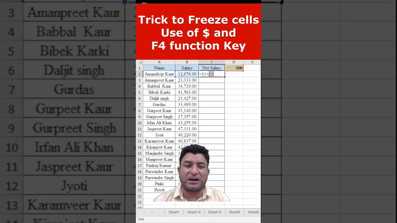 Master Cell Locking in Excel with F4 & $ Sign 🔒