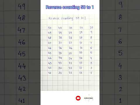 Reverse counting 50 to 1 || backward counting || maths numbers writing || reverse numbers