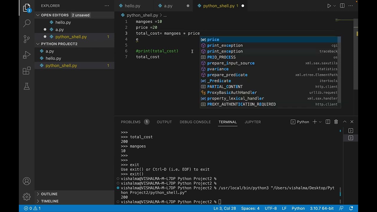 Using Python Interactive Shell in Visual Studio Code