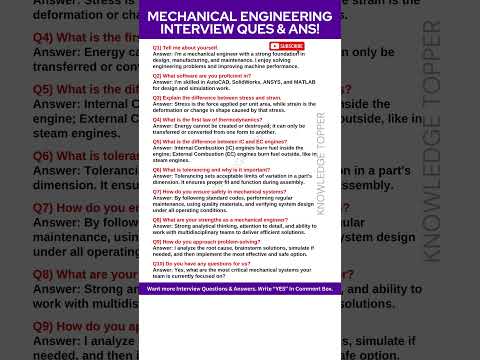 Mechanical Engineering Interview Questions and Answers | Mechanical Engineer Job Interview