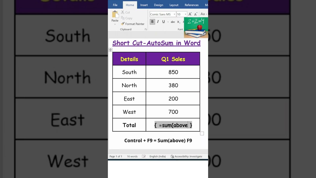 AutoSum Formula in Word 📄 | Quick How-To