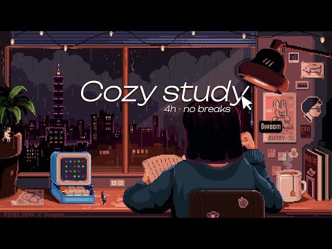 4 HOURS STUDY GIRL - Cozy lofi music and rain in background