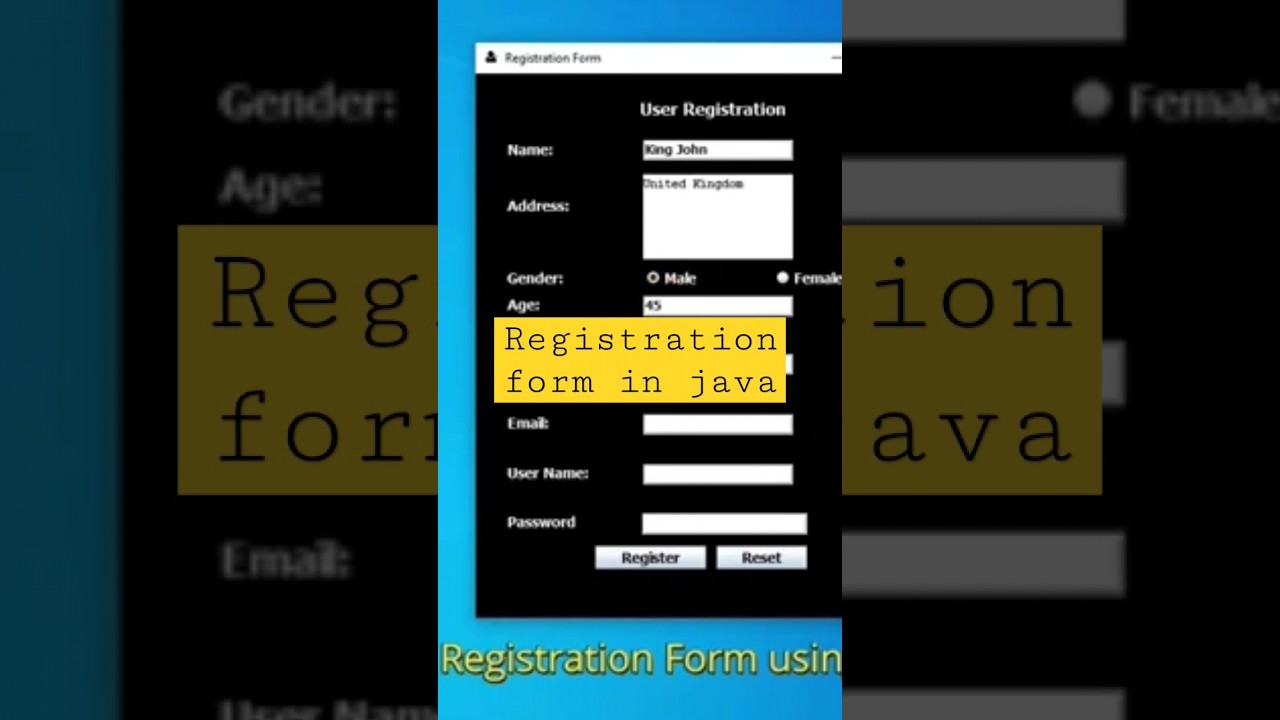 Registration form using java JDBC #ytshorts #trending #viralvideo #viral #shortsfeed #shorts